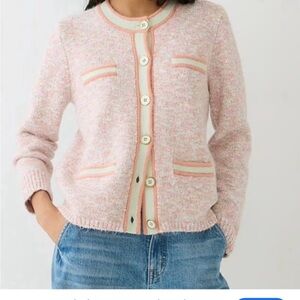 NWT J. Crew Pink Tweed Button-Up Cardigan